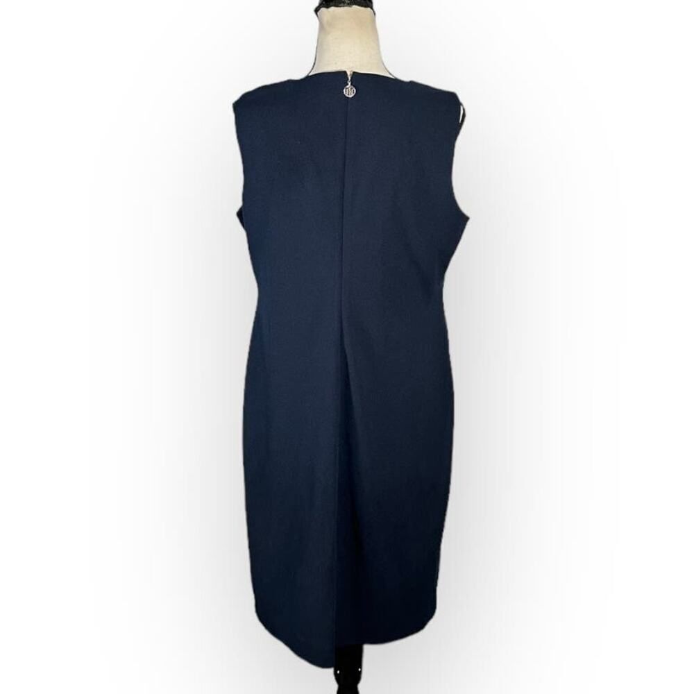 Tommy Hilfiger Sheath Dress Women's 12 Navy Blue Sleeveless Button Accent - Picture 4 of 7